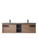 Vinnova Design Carcastillo 72" Double Sink Bath Vanity Oak with Grey Sintered Stone Top