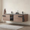 Vinnova Design Carcastillo 72" Double Sink Bath Vanity Oak with Grey Sintered Stone Top