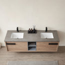 Vinnova Design Carcastillo 72" Double Sink Bath Vanity Oak with Grey Sintered Stone Top