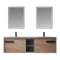 Vinnova Design Carcastillo 72" Double Sink Bath Vanity in North American Oak with Grey Sintered Stone Top and Mirror