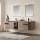 Vinnova Design Carcastillo 72" Double Sink Bath Vanity Oak with Grey Sintered Stone Top