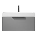 Vinnova Design Vegadeo 36" Single Sink Bath Vanity in Grey with White One-Piece Composite Stone Sink Top and Mirror