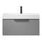 Vinnova Design Vegadeo 36" Single Sink Bath Vanity in Grey with White One-Piece Composite Stone Sink Top and Mirror