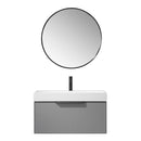 Vinnova Design Vegadeo 36" Single Sink Bath Vanity in Grey with White One-Piece Composite Stone Sink Top and Mirror