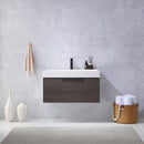 Vinnova Design Vegadeo 36" Single Sink Bath Vanity in Grey with White One-Piece Composite Stone Sink Top and Mirror