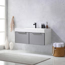 Vinnova Design Vegadeo 48" Single Sink Bath Vanity in Grey with White One-Piece Composite Stone Sink Top and Mirror