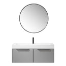 Vinnova Design Vegadeo 48" Single Sink Bath Vanity in Grey with White One-Piece Composite Stone Sink Top and Mirror