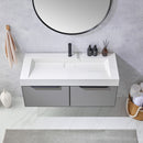 Vinnova Design Vegadeo 48" Single Sink Bath Vanity in Grey with White One-Piece Composite Stone Sink Top and Mirror