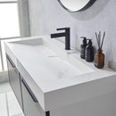 Vinnova Design Vegadeo 48" Single Sink Bath Vanity in Grey with White One-Piece Composite Stone Sink Top and Mirror