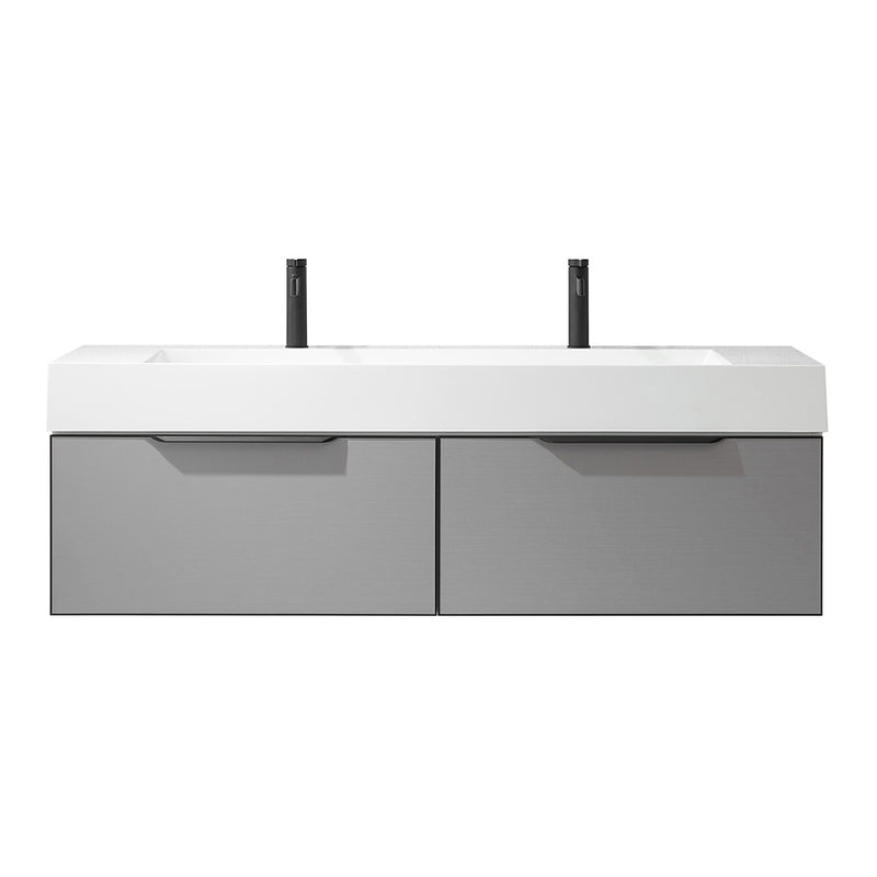 Vinnova Design Vegadeo 60" Double Sink Bath Vanity with White One-Piece Composite Stone Sink Top