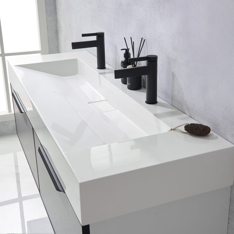 Vinnova Design Vegadeo 60" Double Sink Bath Vanity with White One-Piece Composite Stone Sink Top