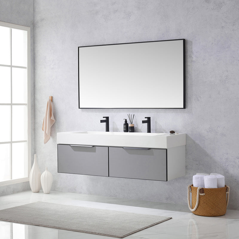 Vinnova Design Vegadeo 60" Double Sink Bath Vanity with White One-Piece Composite Stone Sink Top