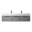 Vinnova Design Vegadeo 72" Double Sink Bath Vanity in Grey with White One-Piece Composite Stone Sink Top and Mirror