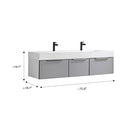 Vinnova Design Vegadeo 72" Double Sink Bath Vanity in Grey with White One-Piece Composite Stone Sink Top and Mirror