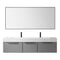 Vinnova Design Vegadeo 72" Double Sink Bath Vanity in Grey with White One-Piece Composite Stone Sink Top and Mirror