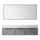 Vinnova Design Vegadeo 72" Double Sink Bath Vanity in Grey with White One-Piece Composite Stone Sink Top and Mirror