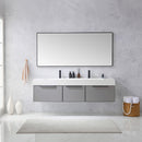 Vinnova Design Vegadeo 72" Double Sink Bath Vanity in Grey with White One-Piece Composite Stone Sink Top and Mirror