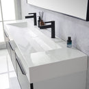 Vinnova Design Vegadeo 72" Double Sink Bath Vanity in Grey with White One-Piece Composite Stone Sink Top and Mirror