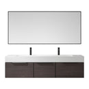 Vinnova Design Vegadeo 72" Double Sink Bath Vanity in Grey with White One-Piece Composite Stone Sink Top and Mirror