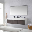 Vinnova Design Vegadeo 72" Double Sink Bath Vanity in Grey with White One-Piece Composite Stone Sink Top and Mirror