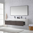 Vinnova Design Vegadeo 72" Double Sink Bath Vanity in Grey with White One-Piece Composite Stone Sink Top and Mirror