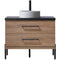 Trento 36" Single Sink-C Bath Vanity in North American Oak with Black Sintered Stone Top with Circular Concrete Sink