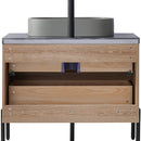 Trento 36" Single Sink-O Bath Vanity in North American Oak with Black Sintered Stone Top with Oval Concrete Sink