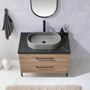 Trento 36" Single Sink-O Bath Vanity in North American Oak with Black Sintered Stone Top with Oval Concrete Sink