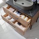 Trento 36" Single Sink-O Bath Vanity in North American Oak with Black Sintered Stone Top with Oval Concrete Sink