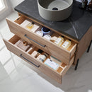 Trento 36" Single Sink-R Bath Vanity in North American Oak with Black Sintered Stone Top with Circular Concrete Sink