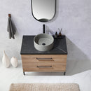 Trento 36" Single Sink-R Bath Vanity in North American Oak with Black Sintered Stone Top with Circular Concrete Sink