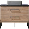 Trento 36" Single Sink-S Bath Vanity in North American Oak with Black Sintered Stone Top with Rectangular Concrete Sink