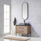 Trento 36" Single Sink-S Bath Vanity in North American Oak with Black Sintered Stone Top with Rectangular Concrete Sink