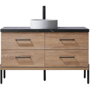 Trento 48" Single Sink-Bath Vanity in North American Oak with Black Sintered Stone Top with Circular Concrete Sink