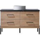 Trento 48" Single Sink-Bath Vanity in North American Oak with Black Sintered Stone Top with Circular Concrete Sink