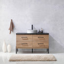 Trento 48" Single Sink-Bath Vanity in North American Oak with Black Sintered Stone Top with Circular Concrete Sink