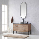 Trento 48" Single Sink-Bath Vanity in North American Oak with Black Sintered Stone Top with Circular Concrete Sink