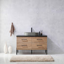 Trento 48" Single Sink-Bath Vanity in North American Oak with Black Sintered Stone Top Oval Concrete Sink