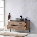 Trento 48" Single Sink-Bath Vanity in North American Oak with Black Sintered Stone Top Oval Concrete Sink