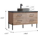 Trento 48" Single Sink-Bath Vanity in North American Oak with Black Sintered Stone Top Oval Concrete Sink