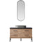 Trento 48" Single Sink-Bath Vanity in North American Oak with Black Sintered Stone Top Oval Concrete Sink