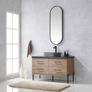 Trento 48" Single Sink-Bath Vanity in North American Oak with Black Sintered Stone Top Oval Concrete Sink