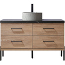 Trento 48" Single Sink-Bath Vanity in North American Oak with Black Sintered Stone Top Circular Concrete Sink