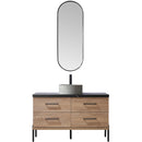 Trento 48" Single Sink-Bath Vanity in North American Oak with Black Sintered Stone Top Circular Concrete Sink