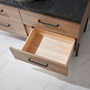 Trento 48" Single Sink-Bath Vanity in North American Oak with Black Sintered Stone Top Circular Concrete Sink