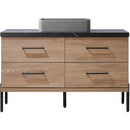 Trento 48" Single Sink-Bath Vanity in North American Oak with Black Sintered Stone Top Rectangular Concrete Sink