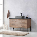 Trento 48" Single Sink-Bath Vanity in North American Oak with Black Sintered Stone Top Rectangular Concrete Sink