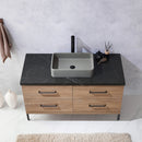 Trento 48" Single Sink-Bath Vanity in North American Oak with Black Sintered Stone Top Rectangular Concrete Sink