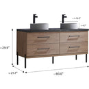 Trento 60" Double Sink-C Bath Vanity in North American Oak with Black Sintered Stone Top Circular Concrete Sink