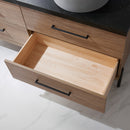 Trento 60" Double Sink-C Bath Vanity in North American Oak with Black Sintered Stone Top Circular Concrete Sink